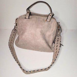 Grey Soft Vegan Leather Large Crossbody Handbag